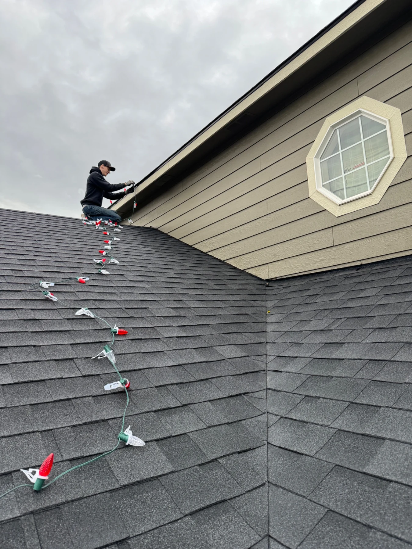 CDA Christmas Lights installation in progress