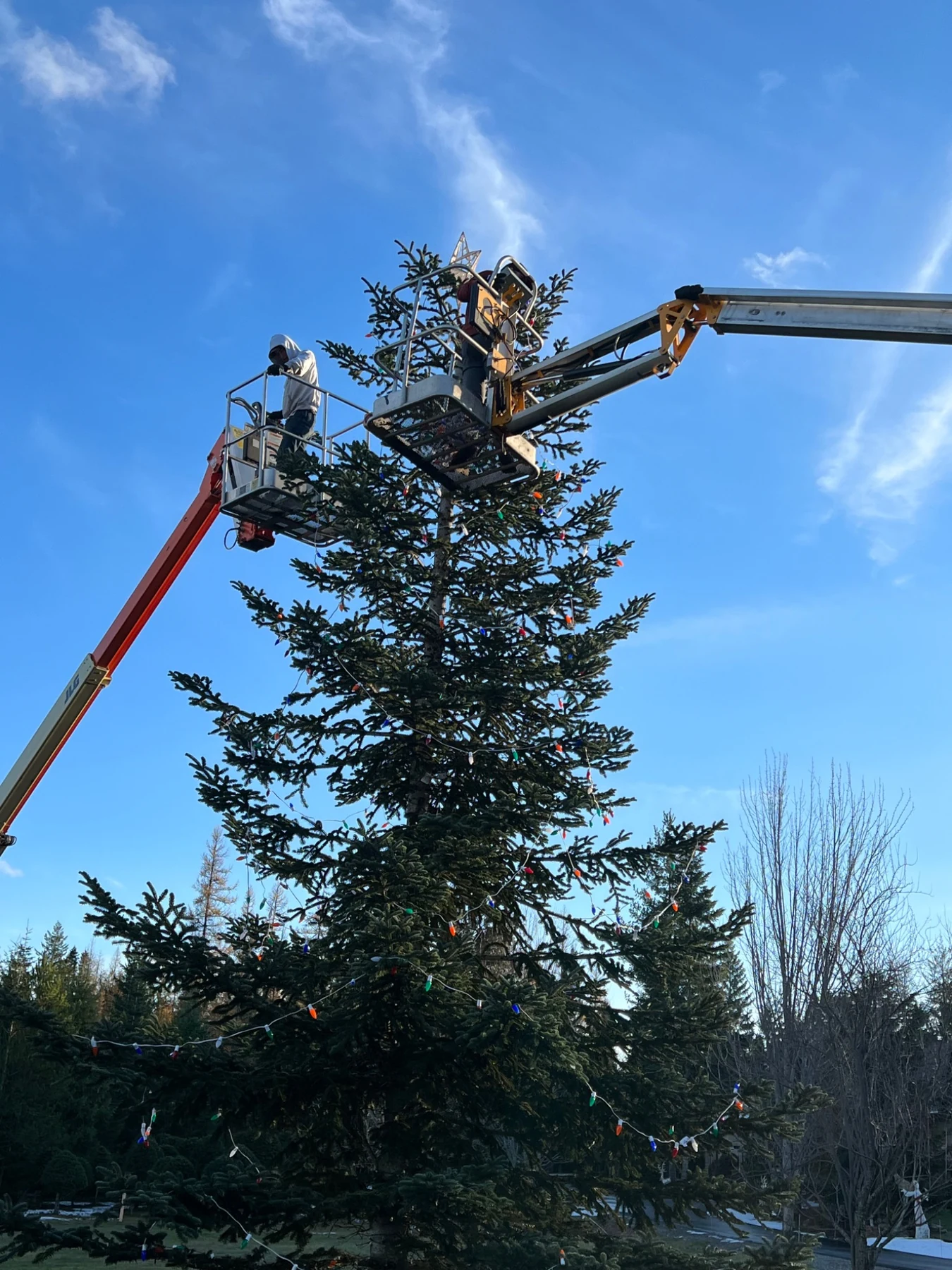 CDA Christmas Lights installation in progress