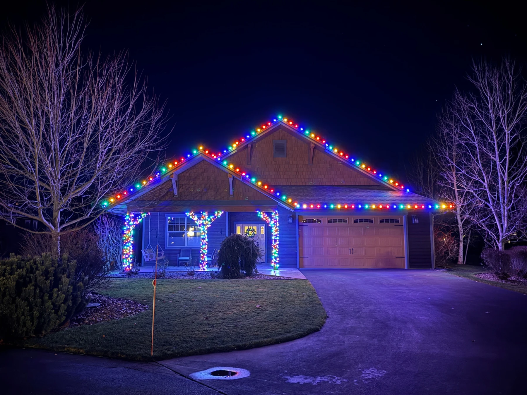 Multicolor Christmas light installation