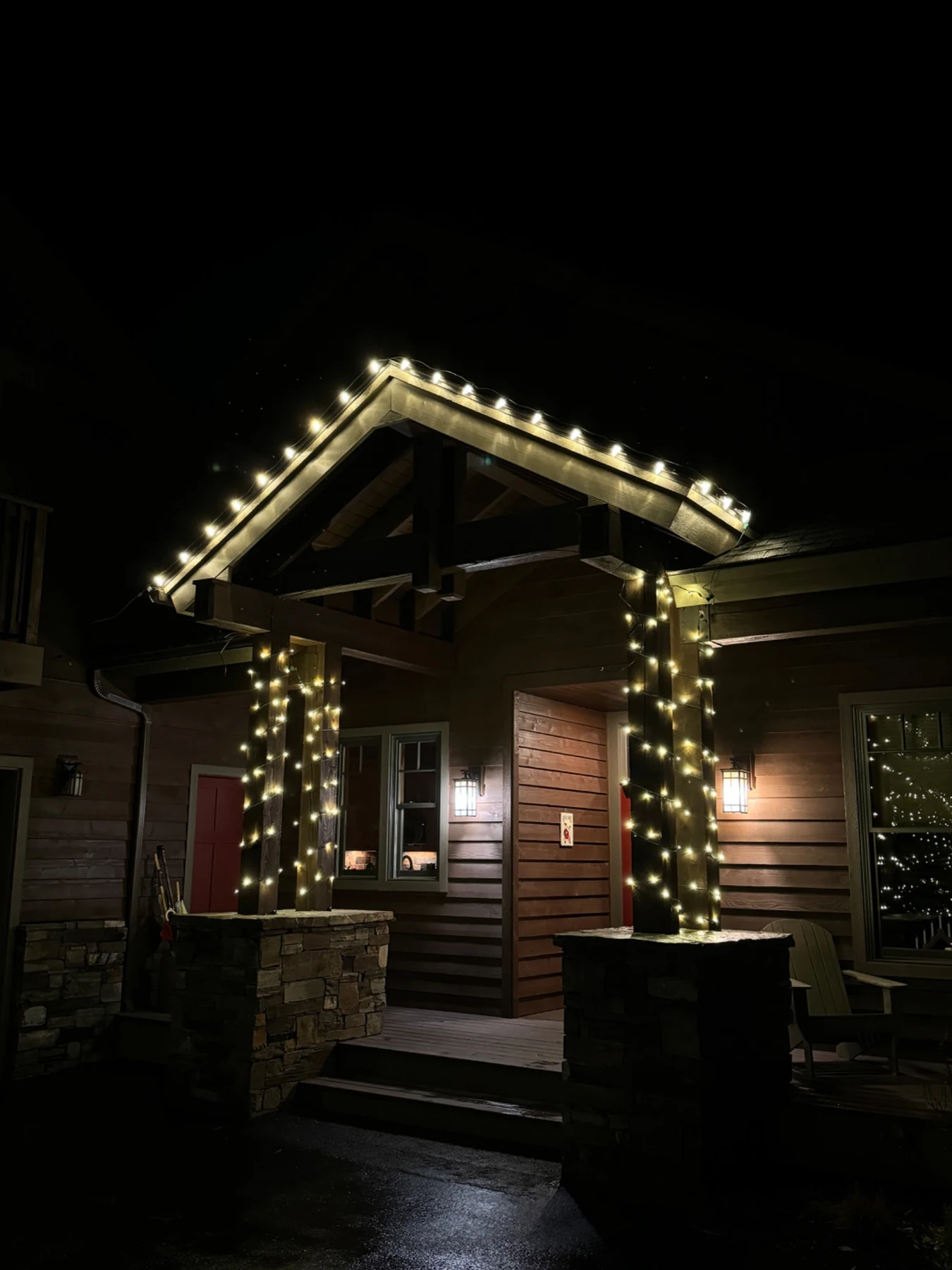 Warm white Christmas light installation